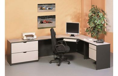 Picture of L Shape Office Desk Workstation with Lateral File Storage
