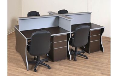 Picture of Laminate Cluster of 4 Person Cubicle Workstation