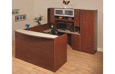 Picture of U Shape Reception Desk Workstation with Wardrobe Storage