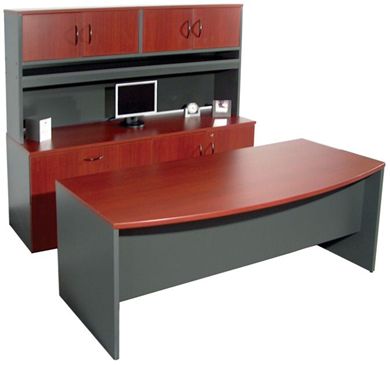 Picture of 72" Executive Bowfront Office Desk Workstation with Credenza
