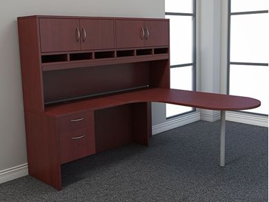 Picture of 72" L-Shape P Top Office Desk Workstation with Closed Overhead Storage