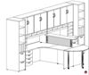 Picture of 2 Person L Shape Office Desk Workstation with Overhead Storage and Shared Conference Table
