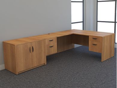 Picture of 66" L Shape Office Desk Workstation with Storage Cabinet