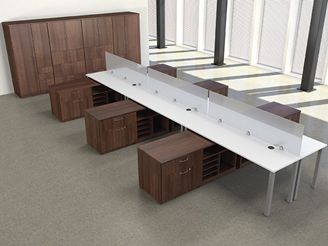 Picture of 6 Person Teaming Office Desk Workstation with Storage Cabinet