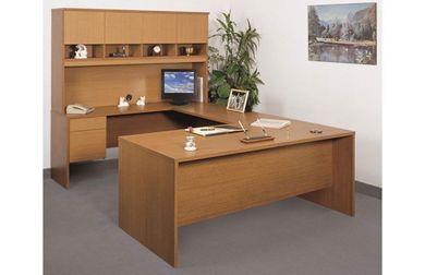 Picture of 72" U Shape Office Desk Workstation with Closed Overhead Storage