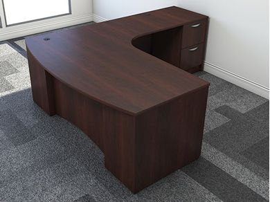 Picture of L Shape Bowfront Office Desk Workstation with Filing Pedestal