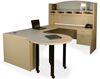 Picture of 72" U Shape Office Desk with Mobile Meeting Table and Overhead Storage