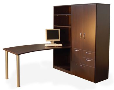 Picture of L Shape Contemporary Table Desk with Multi File Storage and Open Bookcase