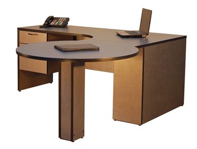 Picture of 66" L Shape P Top Curve Office Desk Workstation with Filing Pedestal 