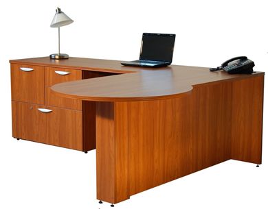 Picture of 72" P Top Curve Office Desk Station with Multi File Pedestal