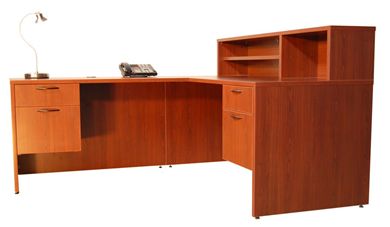 Picture of 72" L Shape Office Desk Workstation with Low Overhead Storage