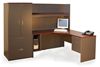 Picture of 72" L Shape Office Desk Workstation with Overhead Storage and 2 Drawer Lateral File with Upper Doors