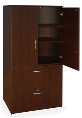 Picture of 36" 2 Drawer Lateral File Storage with Upper Doors and Adjustable Shelves