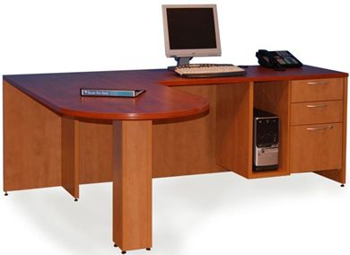 Picture of 72" D Top L Shape Office Desk Workstation with CPU Holder