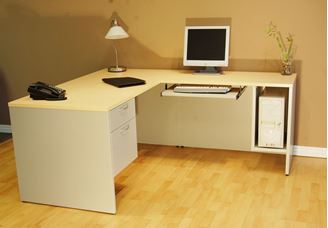Picture of 72" L Shape Computer Office Desk with CPU Holder and Keyboard Tray