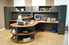 Picture of 2 Person 72" L Shape Office Desk Workstation with Overhead Storage and Multi File Cabinets