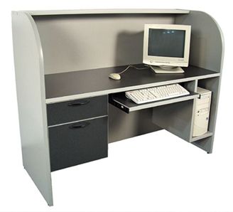 Picture of 60" Computer Training Cubicle Desk Station with Filing Pedestal, CPU Holder and Keyboard Tray