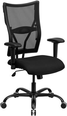 Picture of  400 LB. CAPACITY HIGH BACK BIG & TALL BLACK FABRIC OFFICE CHAIR WITH HEIGHT ADJUSTABLE ARMS AND EXTRA WIDE SEAT