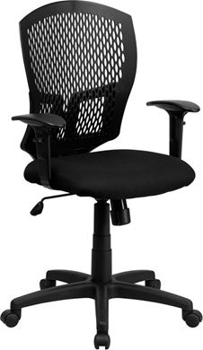 Picture of MID-BACK DESIGNER BACK TASK CHAIR WITH PADDED FABRIC SEAT AND ARMS