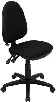Picture of MID-BACK BLACK FABRIC MULTI-FUNCTIONAL TASK CHAIR WITH ADJUSTABLE LUMBAR SUPPORT 