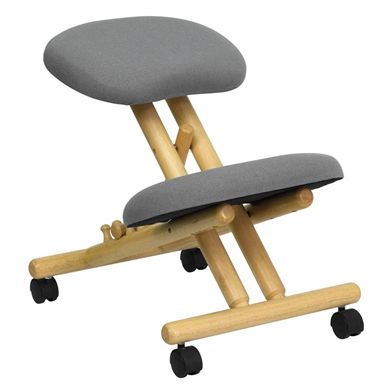 Picture of MOBILE WOODEN ERGONOMIC KNEELING CHAIR IN GRAY FABRIC