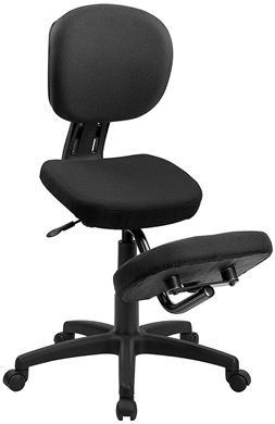 Picture of MOBILE ERGONOMIC KNEELING POSTURE TASK CHAIR IN BLACK FABRIC WITH BACK