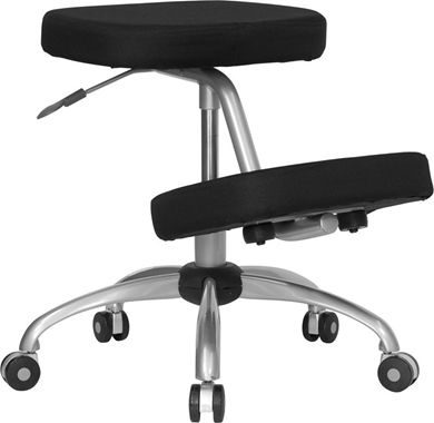 Picture of MOBILE ERGONOMIC KNEELING CHAIR IN BLACK FABRIC WITH SILVER POWDER COATED FRAME