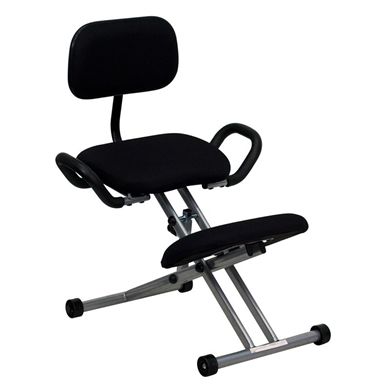 Picture of ERGONOMIC KNEELING CHAIR IN BLACK FABRIC WITH BACK AND HANDLES