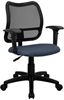 Picture of MID-BACK MESH TASK CHAIR WITH NAVY BLUE FABRIC SEAT AND ARMS 
