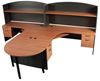 Picture of 2 Person Shared L Shape Office Desk Workstation with Overhead Storage