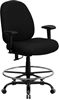 Picture of  400 LB. CAPACITY BIG AND TALL BLACK FABRIC DRAFTING STOOL WITH ARMS AND EXTRA WIDE SEAT 