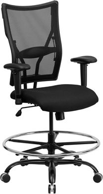 Picture of MID-BACK MESH TASK CHAIR WITH NAVY BLUE FABRIC SEAT AND ARMS