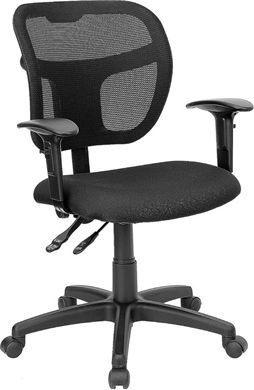 Picture of MID-BACK MESH TASK CHAIR WITH BLACK FABRIC SEAT AND ARMS