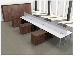 Picture of Cluster of 6 Person Bench Seating with Multi File and Wall Wardrobe Storage