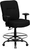 Picture of  400 LB. CAPACITY BIG & TALL BLACK FABRIC DRAFTING STOOL WITH ARMS AND EXTRA WIDE SEAT 