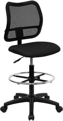 Picture of MID-BACK MESH DRAFTING STOOL WITH BLACK FABRIC SEAT