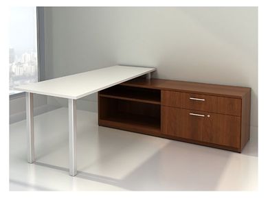 Picture of Contemporary 72" L Shape Office Desk Workstation with Lateral File Storage