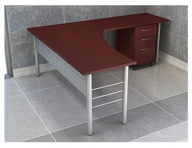 Picture of 72" Contemporary L Shape Curve Office Desk with Mobile Filing Cabinet