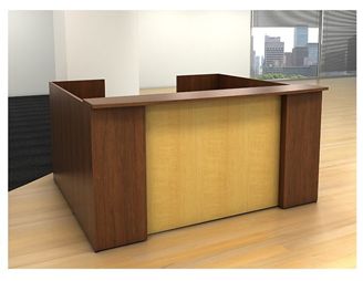 Picture of U Shape Reception Office Desk Workstation with Filing Pedestal Cabinet