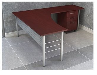 Picture of 72" L Shape Curve Office Desk Workstation with Filing Cabinet