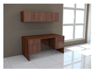 Picture of 66" Kneespace Filing Credenza Desk with Wall Mount Storage Cabinet