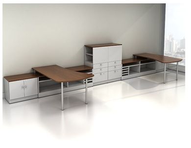 Picture of 2 Person Shared Office Desk Workstation with Storage Cabinets