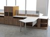 Picture of 4 Person L Shape Office Desk Workstation with Bookcase Filing Storage