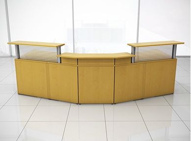 Picture of Curve Office Reception Desk Workstation with Glazed Panel
