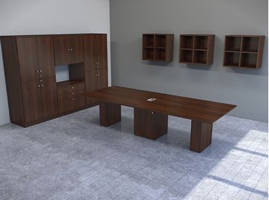 Picture of 48" X 144" Power Conference Table with Lateral File Credenza Storage