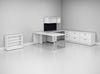 Picture of U Shape Office Desk Workstation with Wall Mounted Storage and Low Bookcase 