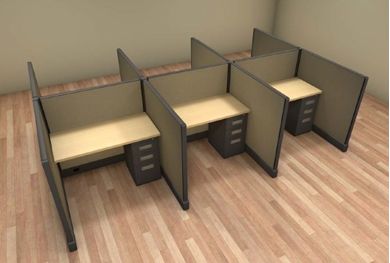 Picture of Cluster of 6 Person Telemarketing Office Desk Cubicle Workstation