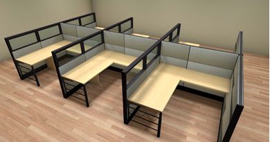 Picture of Cluster of 6 Person 6' x 6' L Shape Cubicle Desk Workstation