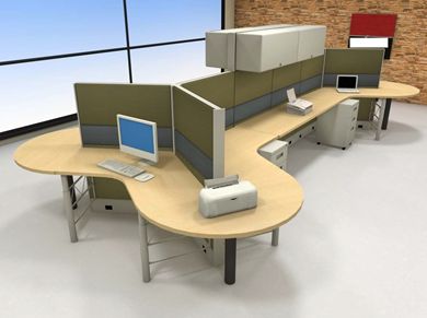 Picture of Cluster of 6 Person L Shape 6' x 6' Cubicle Office Desk Workstation