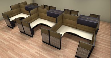 Picture of Cluster of 6 Person L Shape 6' x 8' Cubicle Desk Workstation